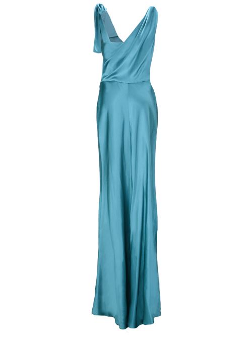 Blue crepe texture satin finish woman dress Alberta Ferretti | AF041116190370